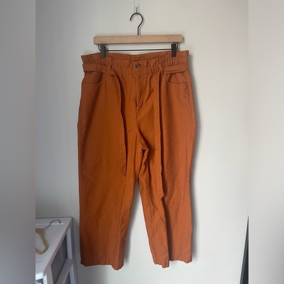 J. Crew Cropped Twill Paper-Bag Pant In Toasted Terracotta Size 14 - Picture 1 of 9
